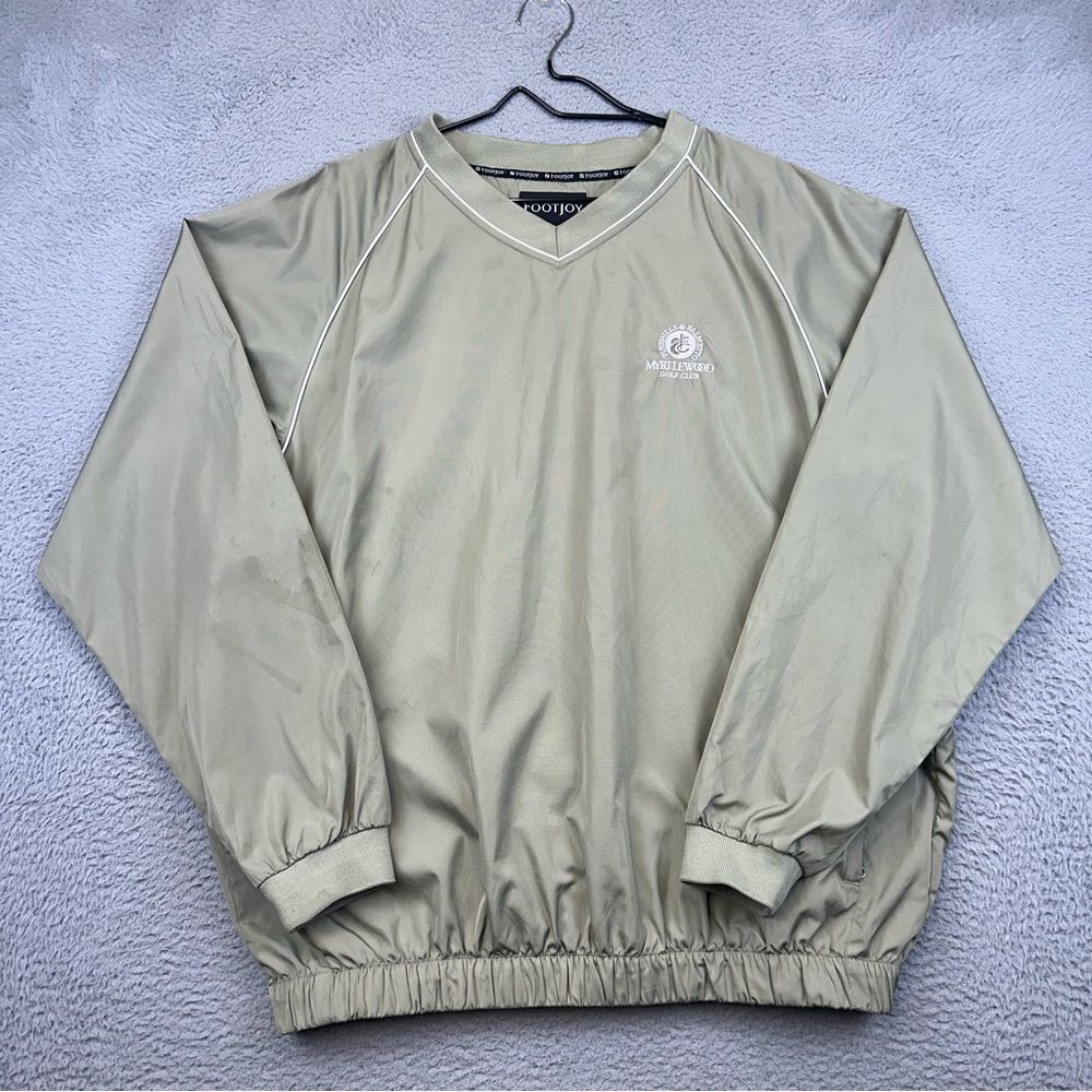 Footjoy Pullover Windbreaker Mens XL Green Beige Golf Myrtlewood Golf Club Sport